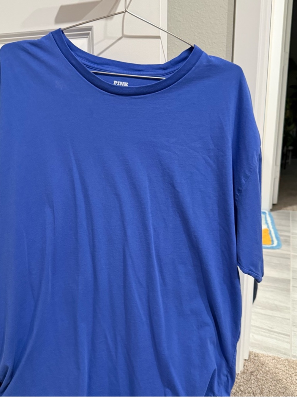 PINK Victoria's Secret Blue Crew Neck T‑Shirt